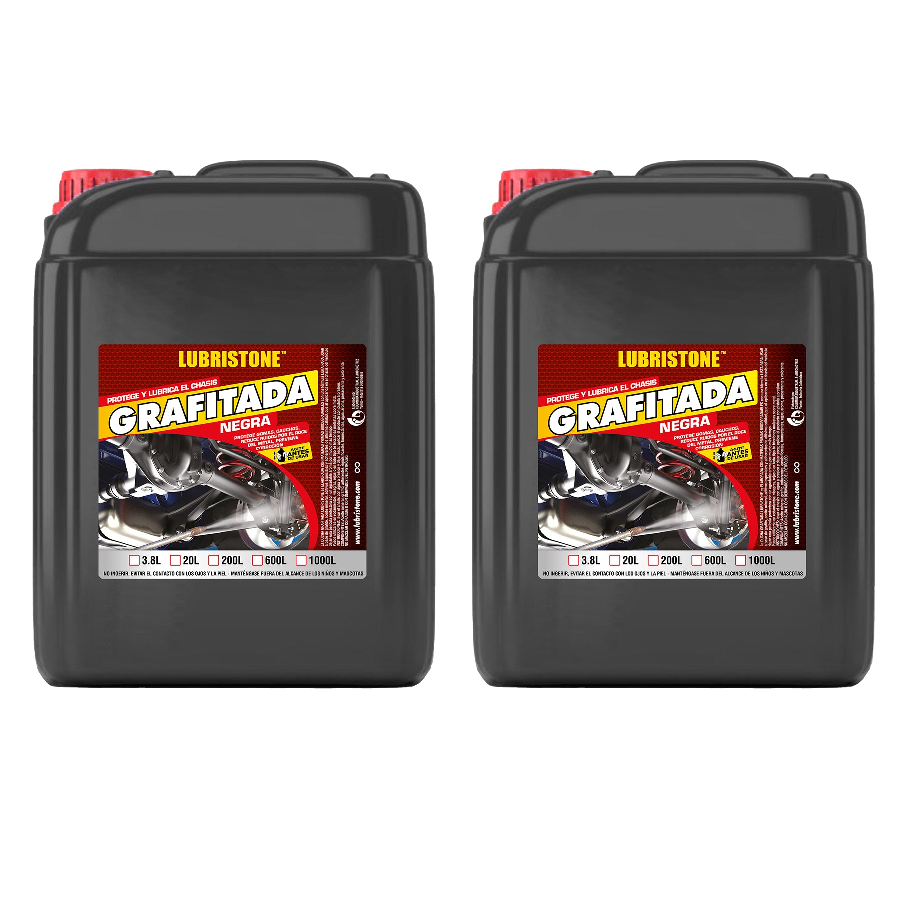 DUCHA GRAFITADA LUBRISTONE NEGRA BALDE X 20 LITROS X2 UNIDADES